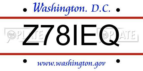 Z78IEQ District Of Columbia License Plate