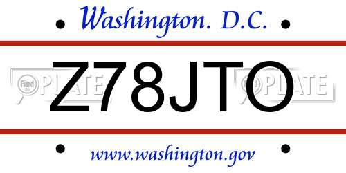 Z78JTO District Of Columbia License Plate