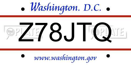 Z78JTQ District Of Columbia License Plate