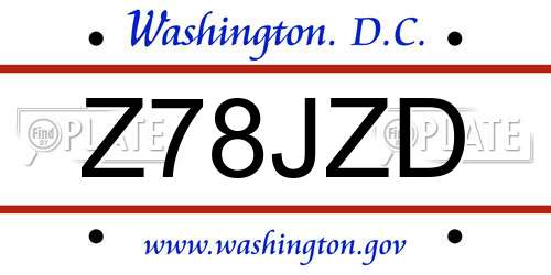 Z78JZD District Of Columbia License Plate