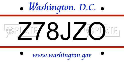 Z78JZO District Of Columbia License Plate