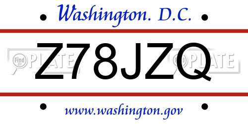 Z78JZQ District Of Columbia License Plate