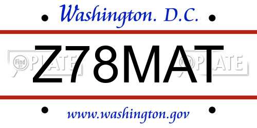 Z78MAT District Of Columbia License Plate