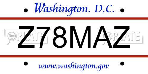 Z78MAZ District Of Columbia License Plate