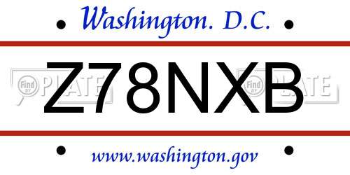 Z78NXB District Of Columbia License Plate