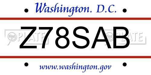 Z78SAB District Of Columbia License Plate