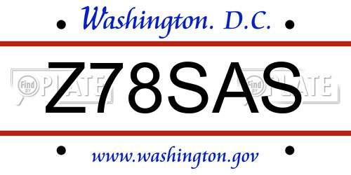 Z78SAS District Of Columbia License Plate