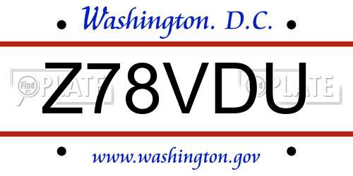 Z78VDU District Of Columbia License Plate