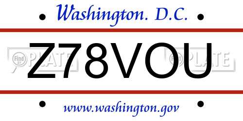 Z78VOU District Of Columbia License Plate
