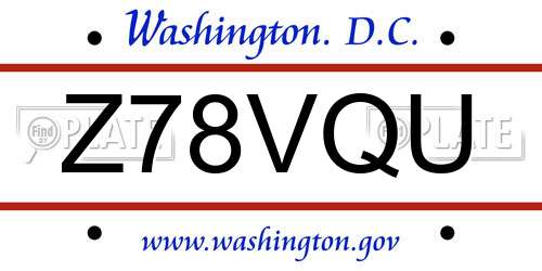 Z78VQU District Of Columbia License Plate