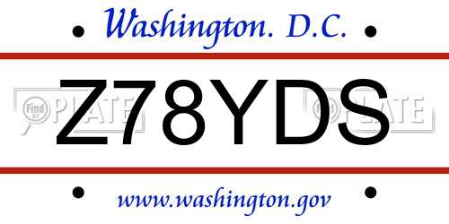 Z78YDS District Of Columbia License Plate