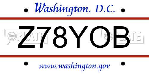 Z78YOB District Of Columbia License Plate