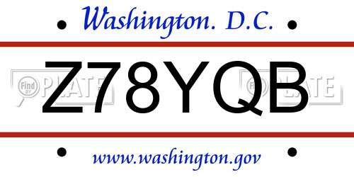 Z78YQB District Of Columbia License Plate