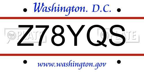 Z78YQS District Of Columbia License Plate