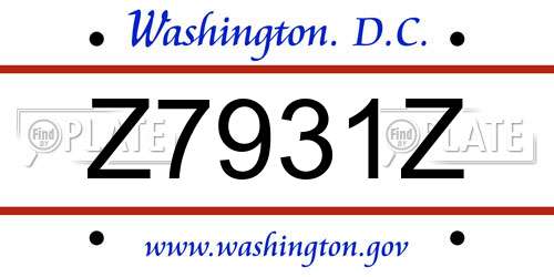 Z7931Z District Of Columbia License Plate