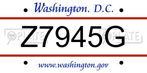 Z7945G District Of Columbia License Plate
