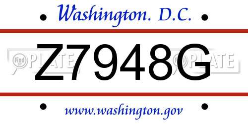 Z7948G District Of Columbia License Plate
