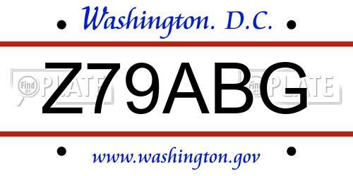 Z79ABG District Of Columbia License Plate