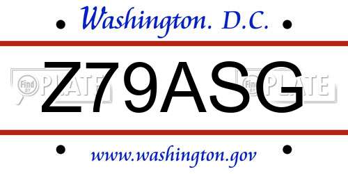 Z79ASG District Of Columbia License Plate