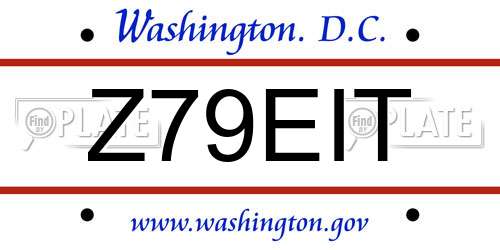 Z79EIT District Of Columbia License Plate