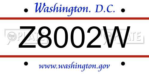 Z8002W District Of Columbia License Plate