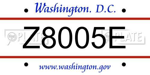 Z8005E District Of Columbia License Plate