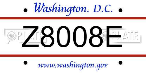 Z8008E District Of Columbia License Plate