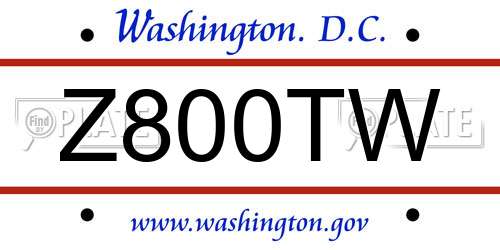 Z800TW District Of Columbia License Plate