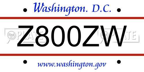 Z800ZW District Of Columbia License Plate
