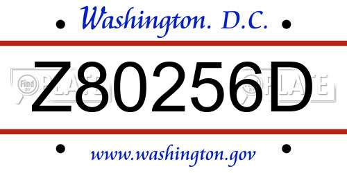 Z80256D District Of Columbia License Plate