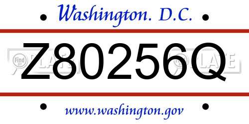 Z80256Q District Of Columbia License Plate