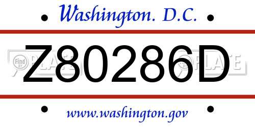 Z80286D District Of Columbia License Plate