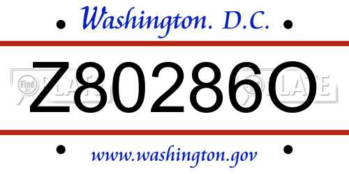 Z80286O District Of Columbia License Plate