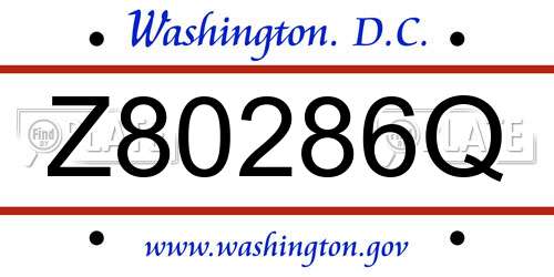 Z80286Q District Of Columbia License Plate