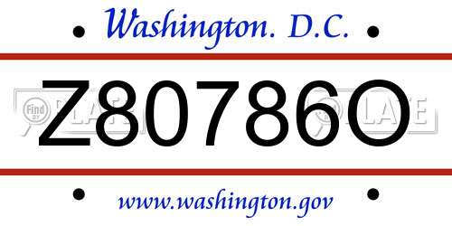 Z80786O District Of Columbia License Plate