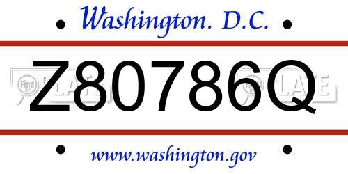 Z80786Q District Of Columbia License Plate