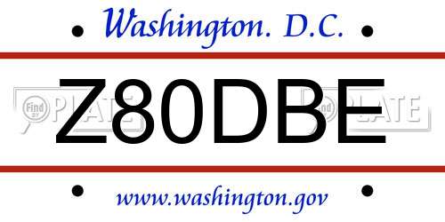 Z80DBE District Of Columbia License Plate