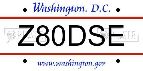 Z80DSE District Of Columbia License Plate