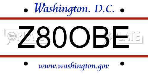 Z80OBE District Of Columbia License Plate