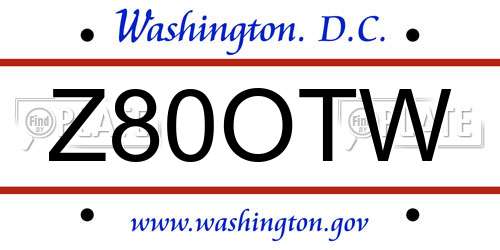 Z80OTW District Of Columbia License Plate