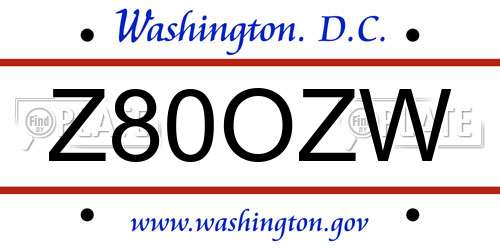 Z80OZW District Of Columbia License Plate
