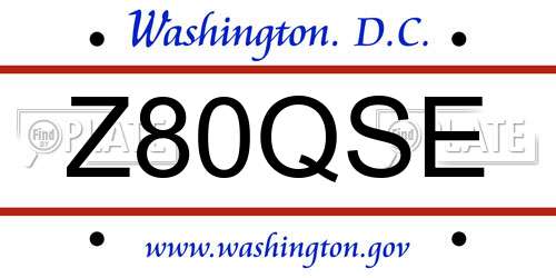 Z80QSE District Of Columbia License Plate