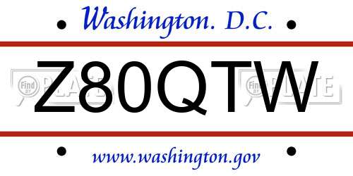 Z80QTW District Of Columbia License Plate