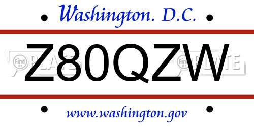 Z80QZW District Of Columbia License Plate