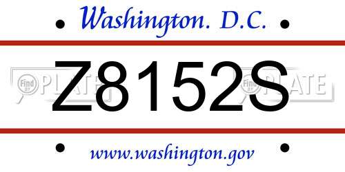Z8152S District Of Columbia License Plate