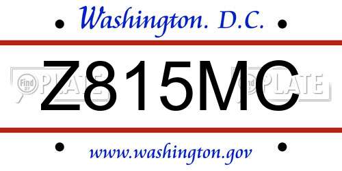 Z815MC District Of Columbia License Plate