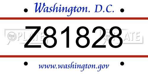 Z81828 District Of Columbia License Plate