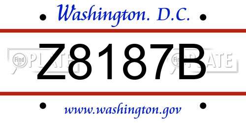 Z8187B District Of Columbia License Plate