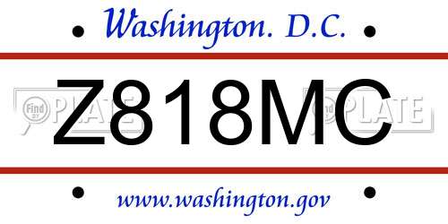 Z818MC District Of Columbia License Plate