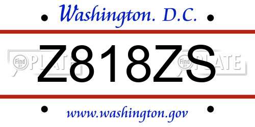 Z818ZS District Of Columbia License Plate